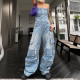 SC Tube Tops Multi-pocket Denim Jumpsuit GACF-DJU202677