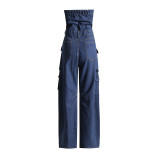 SC Tube Tops Multi-pocket Denim Jumpsuit GACF-DJU202677