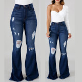 SC Fashion Holes High Waist Flare Jeans GXJF-Amy32-8008xtt1688