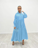 SC Plus Size Loose Long Sleeve Solid Maxi Dress GRNH-RNH28187