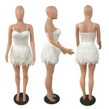 SC Sexy Sling Bodysuit And Chicken Feather Skirt 2 Piece Set GRNH-RNH28371