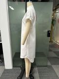 SC V Neck Short Sleeve Solid Shirt Dress NY-10721