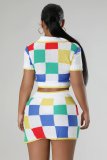 SC Contrast Color High Waist Two Piece Skirt Set GDYF-6687