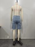 SC Casual Holes Denim Five Pointed Pants OD-8592