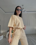 SC Short Sleeve Loose Tie Up Two Piece Short Set SSNF-211410