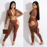 SC Sexy Bandage Tops And Hollow Out Pant 2 Piece Set BN-9137