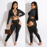 SC Sexy Bandage Tops And Hollow Out Pant 2 Piece Set BN-9137