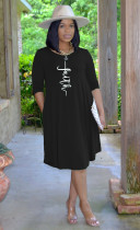 SC Letter Print Long Sleeve T Shirt Dress AIL-173