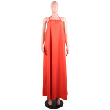 SC Solid Color Sling Loose Maxi Dress AIL-021