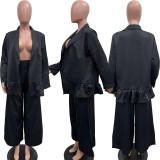 SC Suit Collar Coat High Waisted Loose Pants Set BGN-310