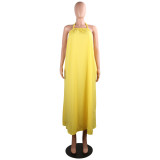 SC Solid Color Sling Loose Maxi Dress AIL-021