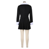 SC Casual Long Sleeve Suit Pleated Skirt 2 Piece Set AIL-263