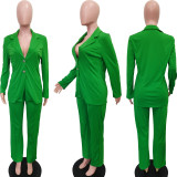 SC Solid Color Long Sleeve Blazer Two Piece Pants Set BGN-309