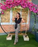 SC Leopard Print Slim Micro Flare Pant OLYF-6146