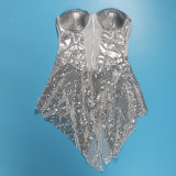 SC Beaded Mesh See-through Splicing Mini Dress NY-3120