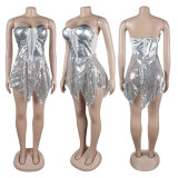 SC Beaded Mesh See-through Splicing Mini Dress NY-3120