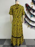 SC Sexy Print Loose Half Sleeve Maxi Dress NY-10722
