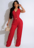 SC Sleeveless Solid Vest And Pants Two Piece Set AIL-265