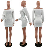 SC Fashion Off Shoulder Long Sleeve Bandage Dress YMT-6332