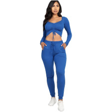 SC Soldi Color Drawstring Tops And Pants 2 Piece Set YMT-6185