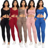 SC Soldi Color Drawstring Tops And Pants 2 Piece Set YMT-6185