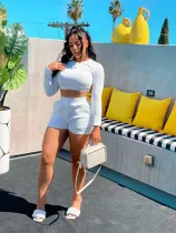 SC Solid Color Backless Tie Up Two Piece Short Set BGN-166