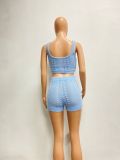 SC Casual Knit Sleeveless Shorts Two Piece Set NYF-8161