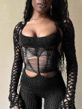 SC Sexy Backless Low Neck Mesh Tight Jumpsuit XEF-42699