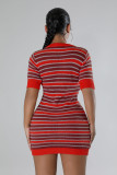 SC Stripe Knits O Neck Slim Mini Dress OSM-4410