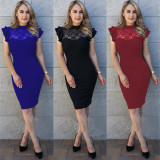 SC Ruffle Sleeve Lace Sleeveless Sexy Dress LA-3126
