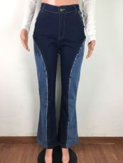 SC Washed Color Blocked Micro Flare Jeans LA-3230