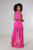 SC Slash Sleeveless Tops And Tassel Skirt 2 Piece Set LA-3319