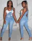 SC Plaid Sexy Holes Denim Sling Jumpsuit LA-3173