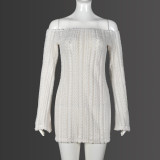 SC One Shoulder Flare Sleeve Mini Dress GNZD-41108