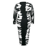 SC Plus Size Print Long Sleeve Tight Maxi Dress GDAM-218372