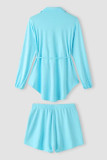 SC Solid Color Tie Up Cardigan Two Piece Shorts Set ANDF-0406