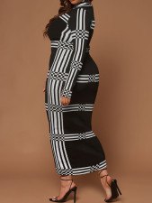 SC Plus Size Long Sleeve Stripe Maxi Dress GDAM-218326