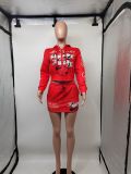 SC Print Long Sleeve Hooded And Skirts 2 Piece Set GMJL-XH901