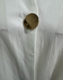 SC Solid Lantern Sleeve Irregular Shirt Dress NY-10738
