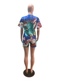 SC Fashion Print Short Sleeve Casual Shorts Set OM-1756