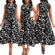 SC Print Sleeveless Lapel Long Dress GDNY-2273