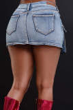 SC Fashion Stained Denim Mini Skirt MOF-8955