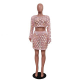 SC Knits Sequin Hollwo Out Two Piece Skirt Set TR-1294