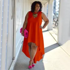 SC Plus Size Sleeveless Loose Casual Dress NNWF-3042