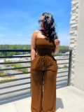 SC Sexy Solid Color Wrap Chest Wide Leg Jumpsuit ANDF-AD0605