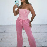 SC Sexy Wrap Chest Drawstring Wide Leg Jumpsuit GYZY-8883