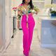 SC Print Long Sleeve Shirt And Wide Leg Pants 2 Piece Set GMLF-3241