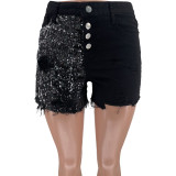 SC Fashion Sequin Denim Shorts WAF-77640