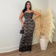 SC Sexy Sling Lace Solid Color Maxi Dress YF-10711