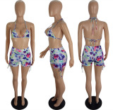 SC Sexy Printed Bra Top And Shorts Two Piece Suits LSL-6420